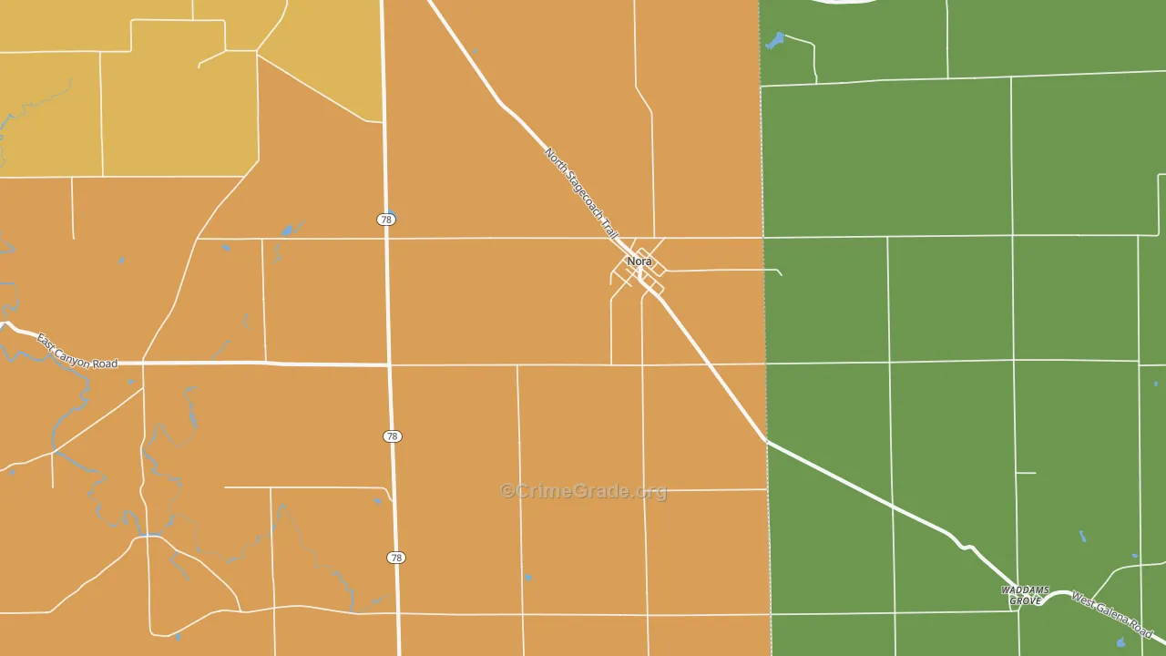 Nora, IL Map of Theft Rates