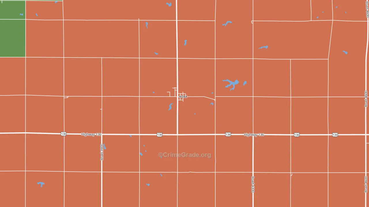 Nora, NE Map of Theft Rates