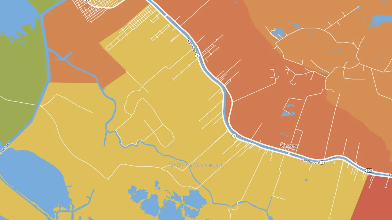 Norah, LA Map of Theft Rates