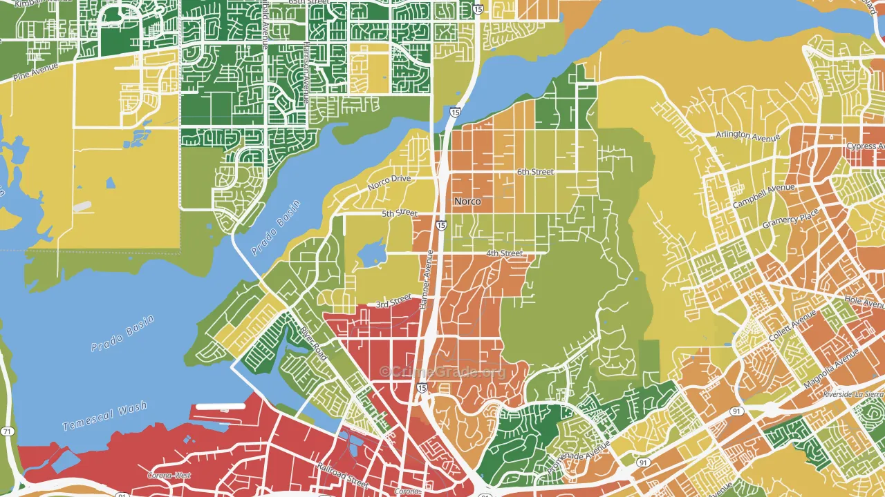Norco, CA Map of Theft Rates