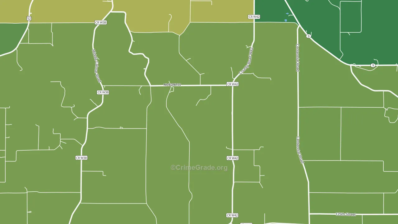 Nordness, IA Map of Theft Rates