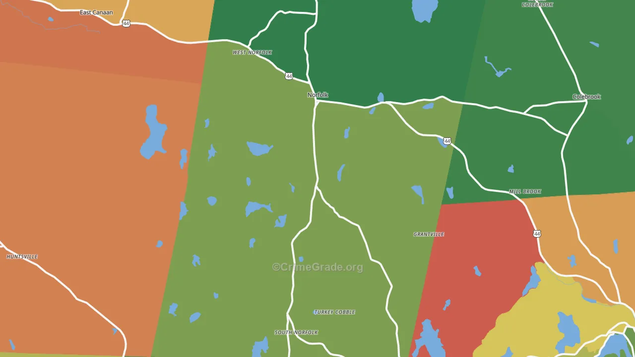 Norfolk, CT Map of Theft Rates
