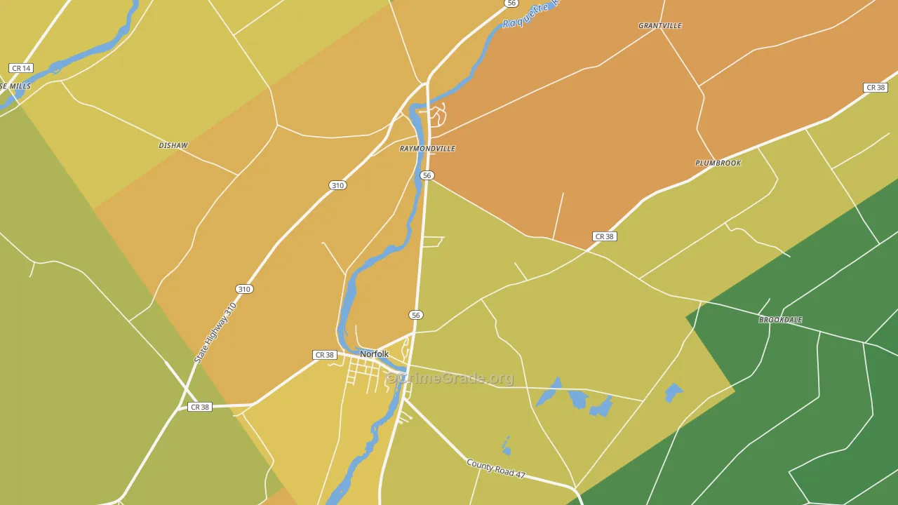 Norfolk, NY Map of Theft Rates
