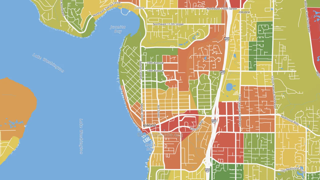 Norkirk, Kirkland, WA Map of Theft Rates