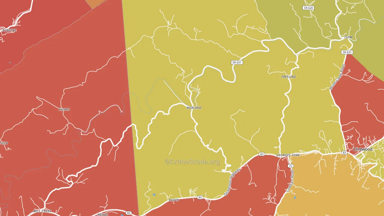 Norland, VA Map of Theft Rates