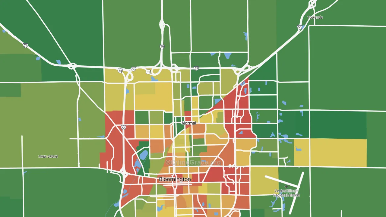 Normal, IL Map of Theft Rates