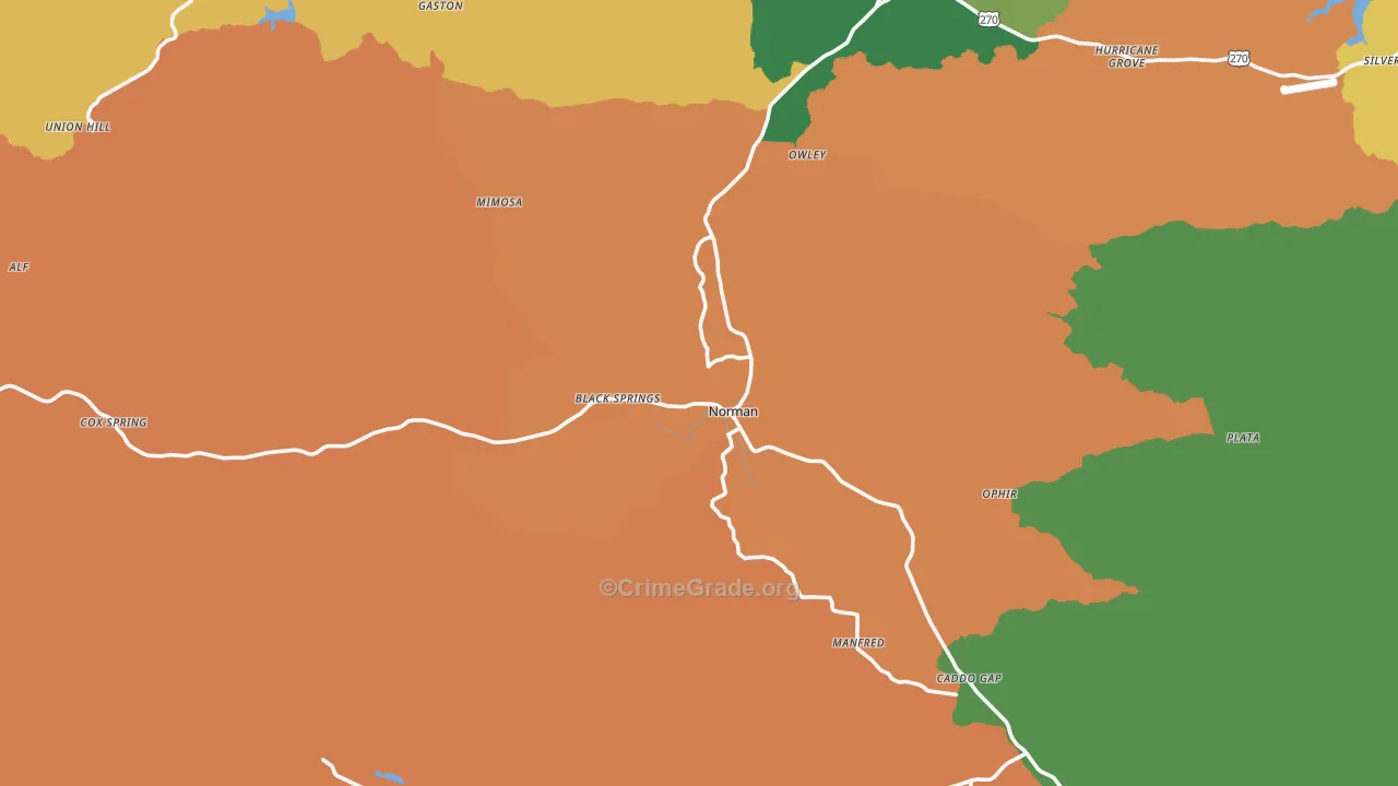 Norman, AR Map of Theft Rates