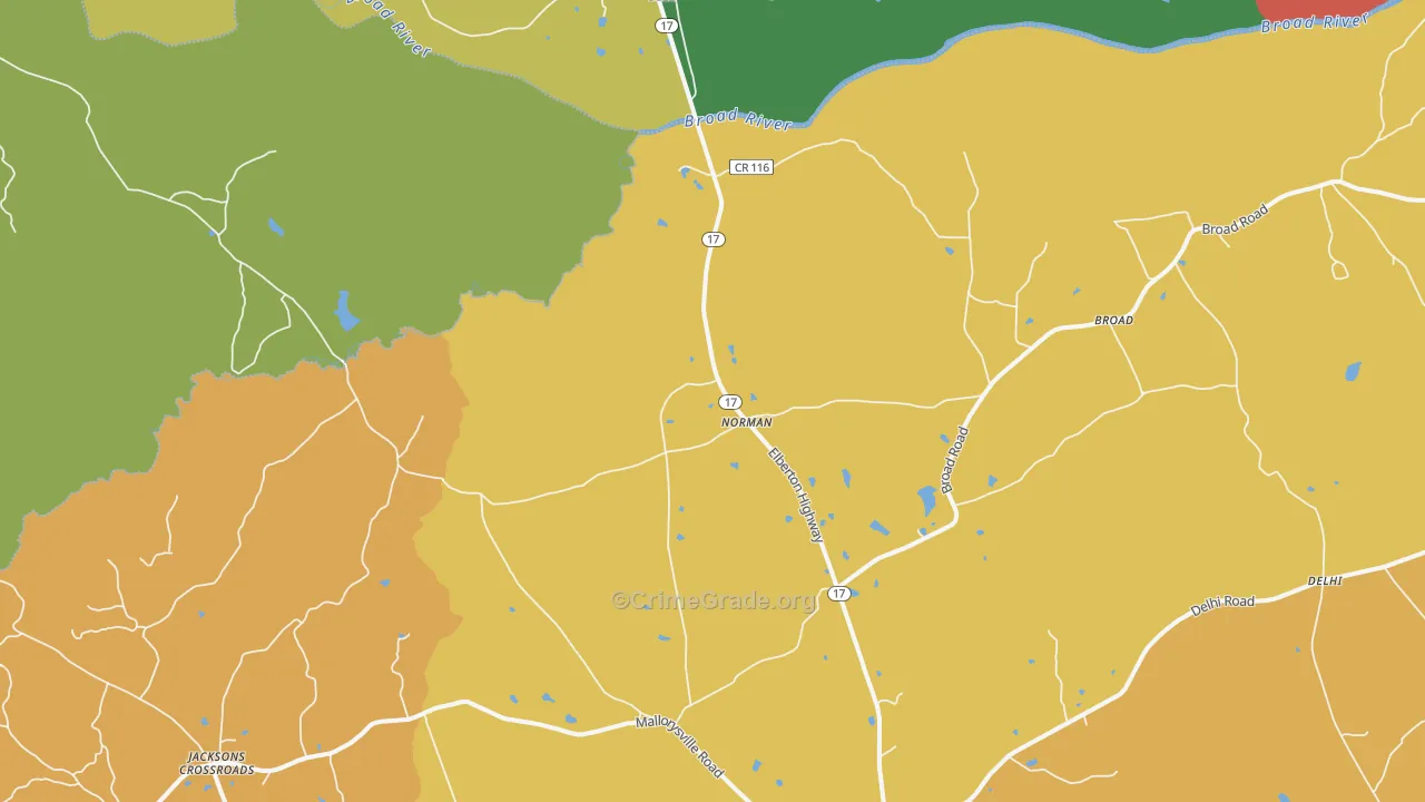 Norman, GA Map of Theft Rates