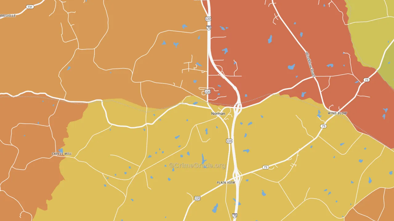 Norman, NC Map of Theft Rates