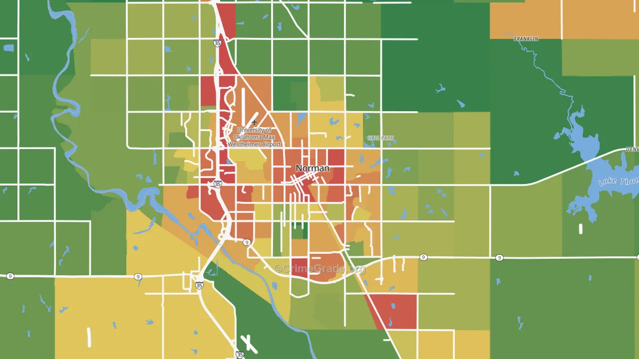 Norman, OK Map of Theft Rates