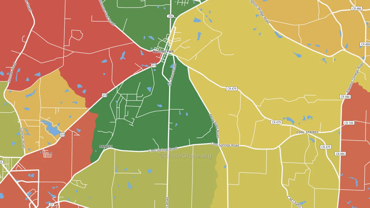 Norman Park, GA Map of Theft Rates