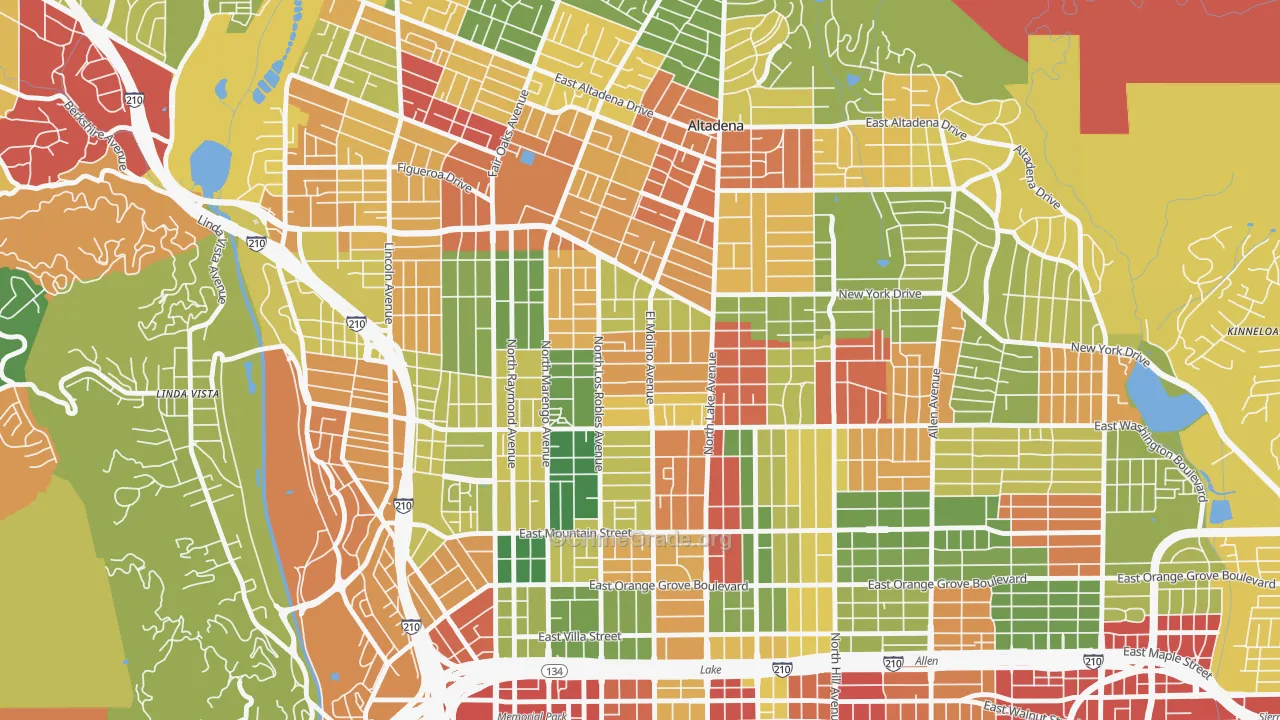 Normandie Heights, Pasadena, CA Map of Theft Rates
