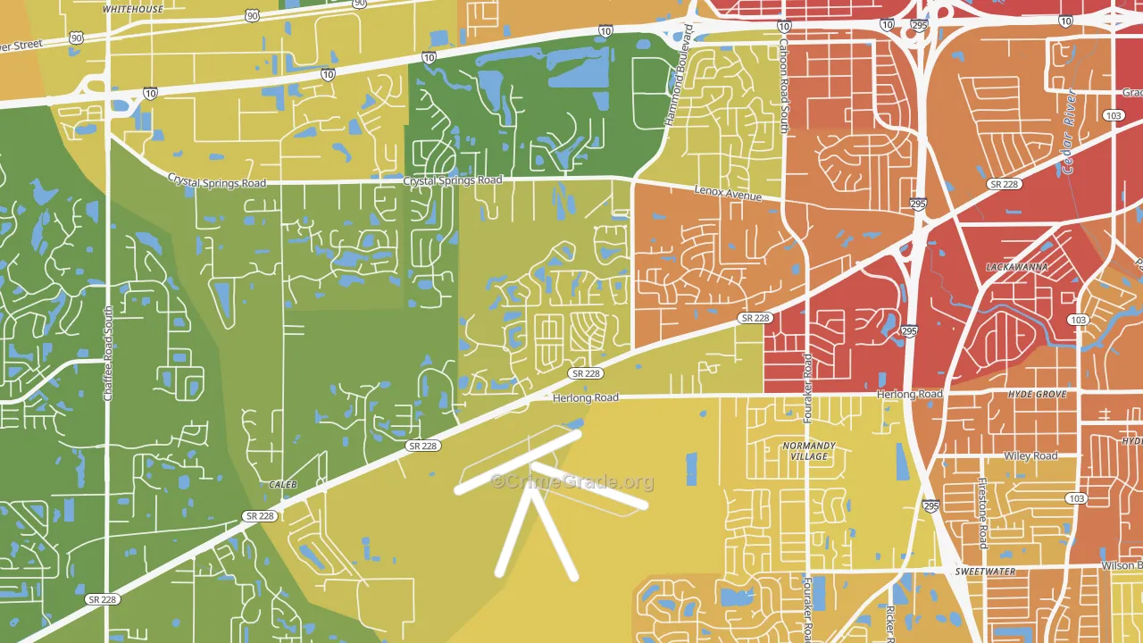 Normandy Estates, Jacksonville, FL Map of Theft Rates