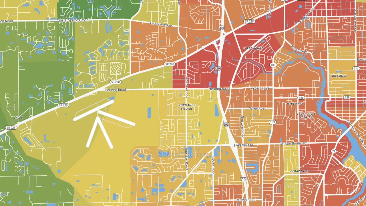 Normandy Manor, Jacksonville, FL Map of Theft Rates