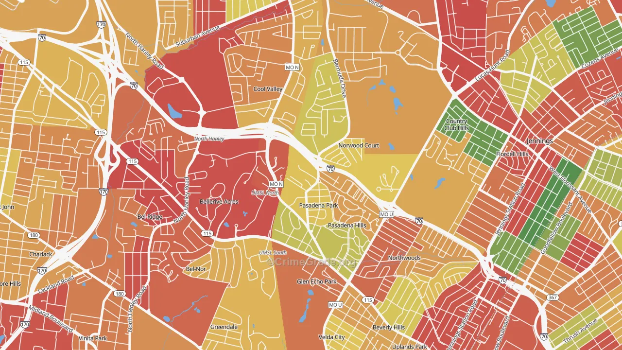 Normandy, MO Map of Theft Rates