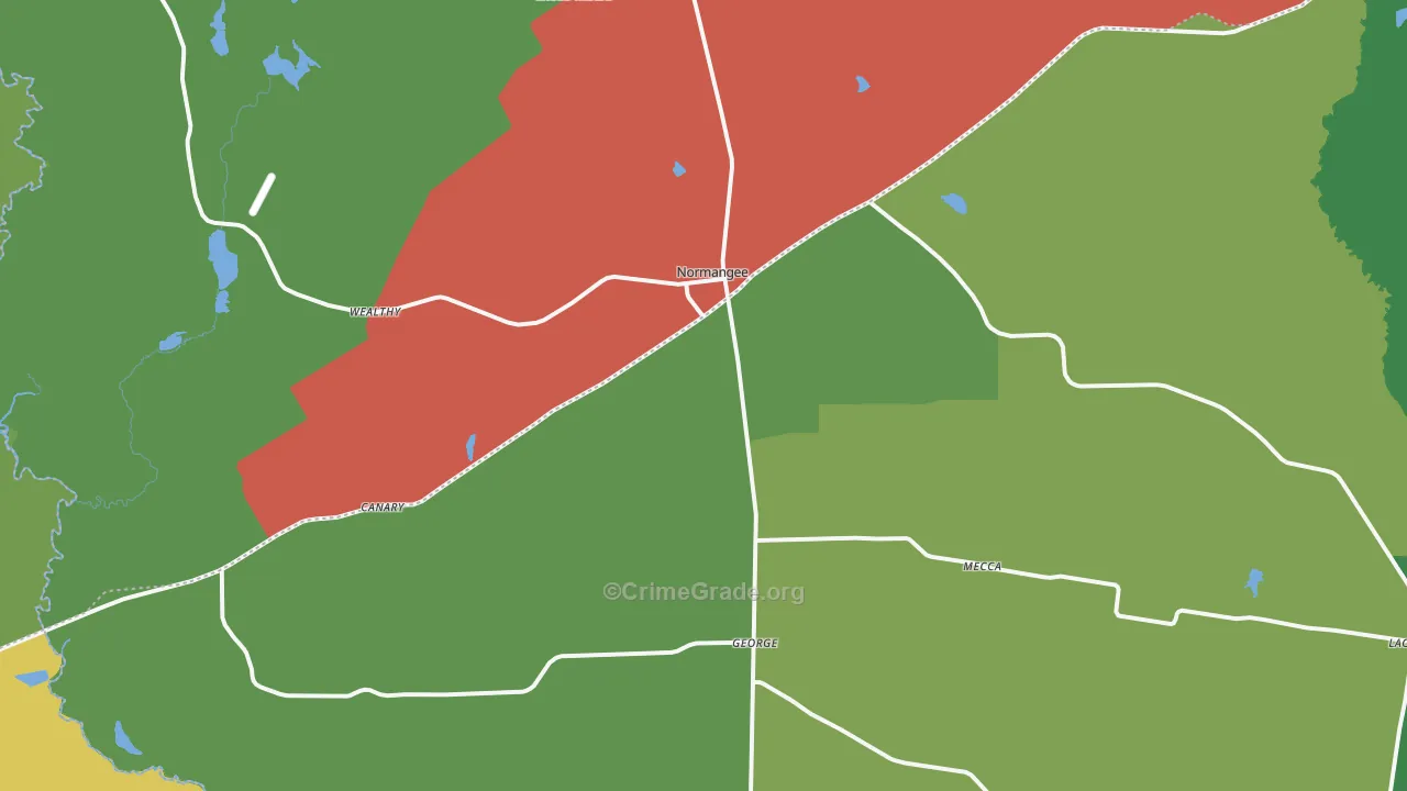 Normangee, TX Map of Theft Rates