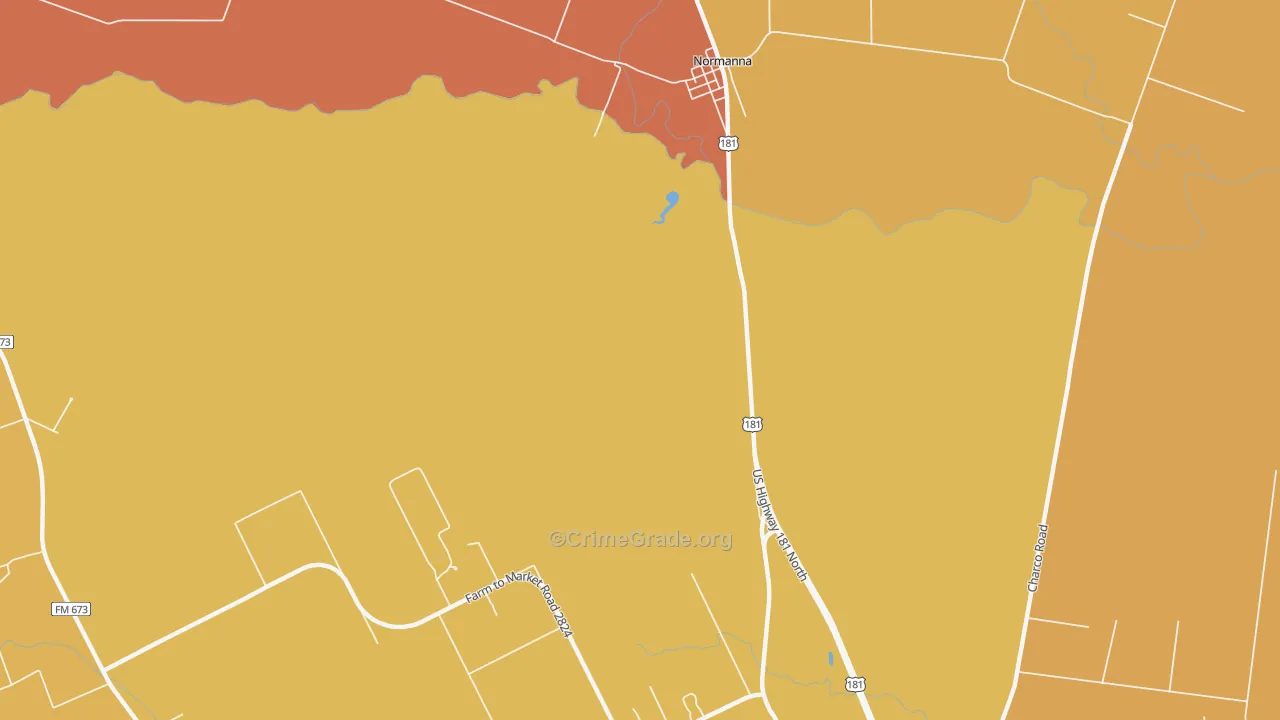 Normanna, TX Map of Theft Rates
