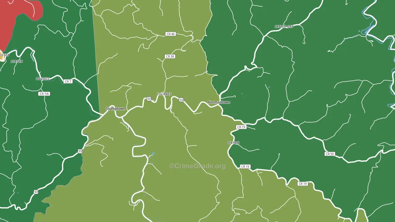 Normantown, WV Map of Theft Rates