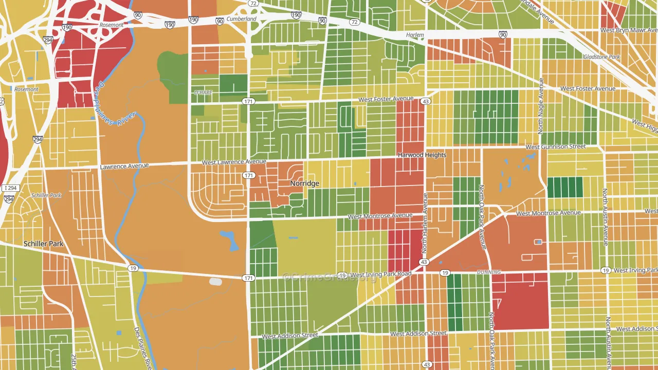 Norridge, IL Map of Theft Rates
