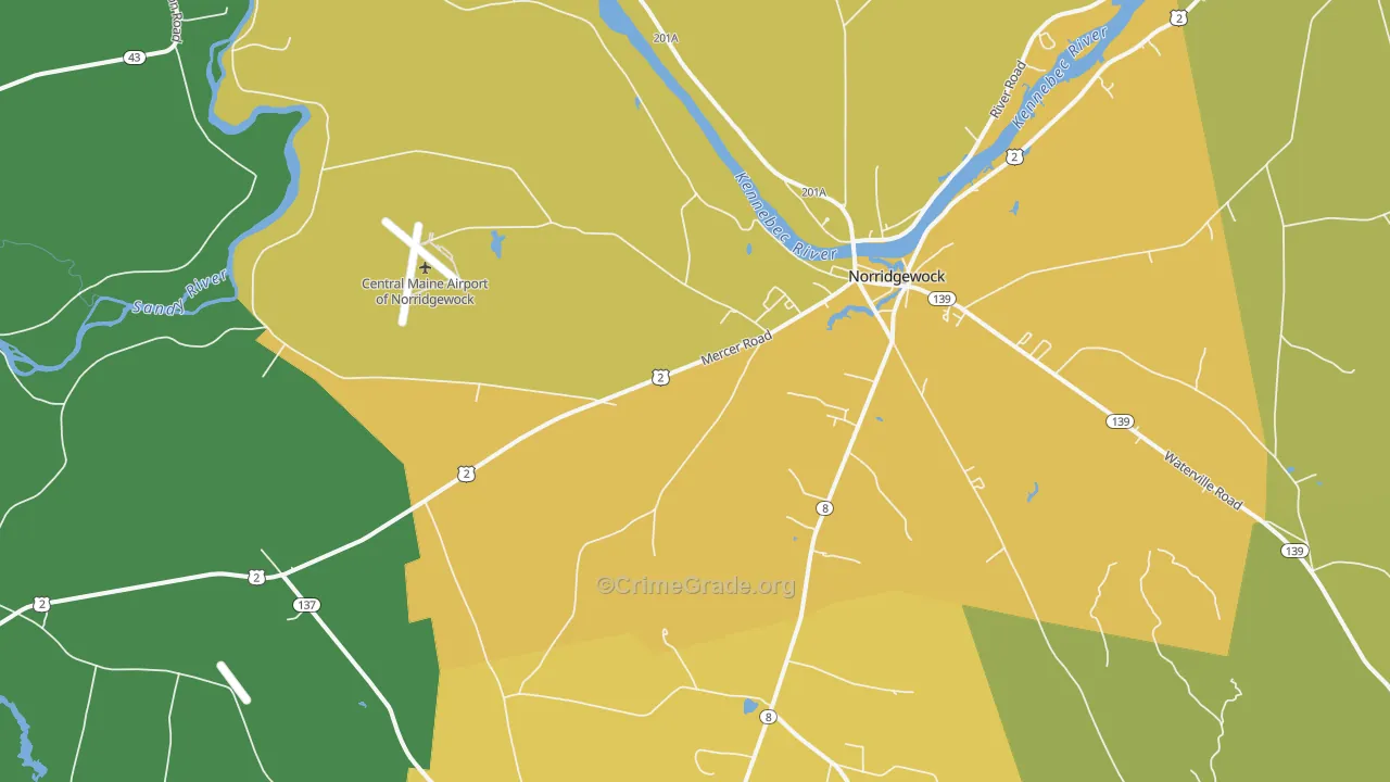Norridgewock, ME Map of Theft Rates