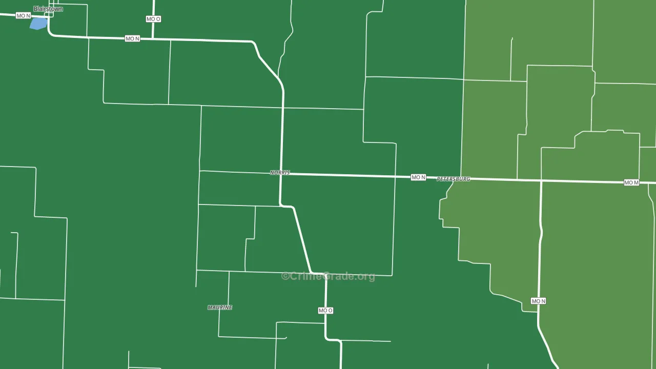 Norris, MO Map of Theft Rates