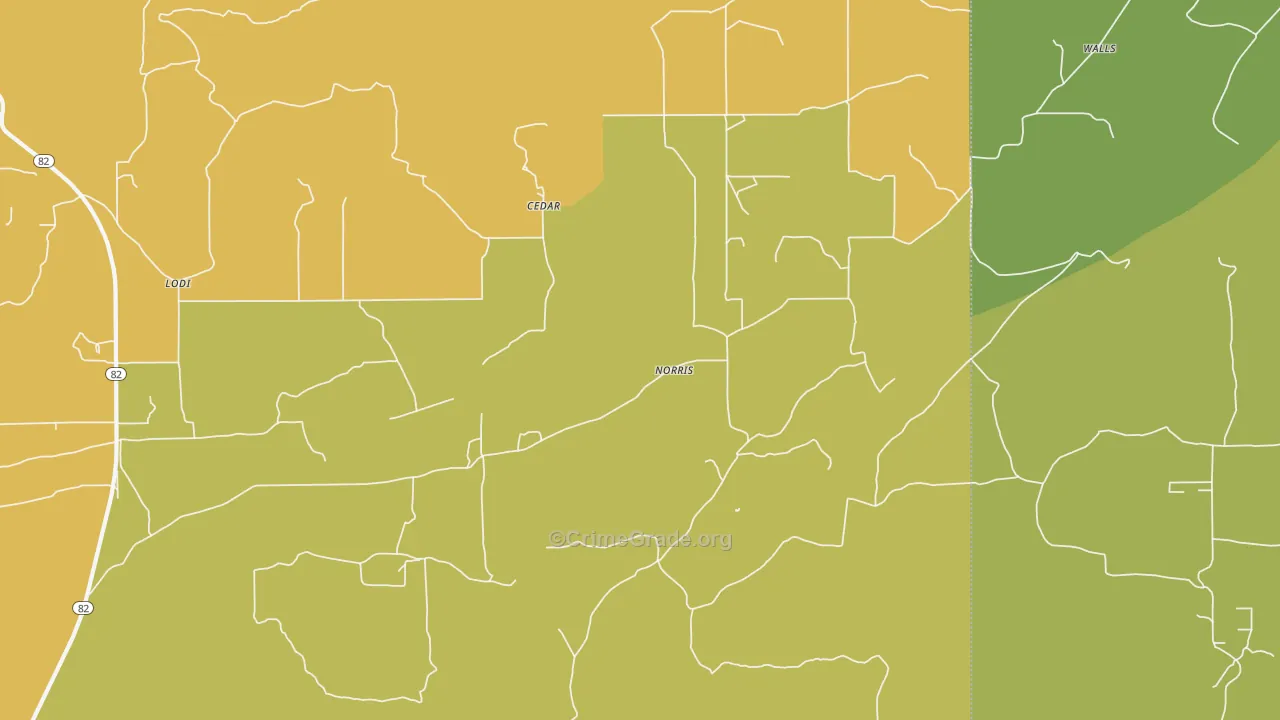 Norris, OK Map of Theft Rates