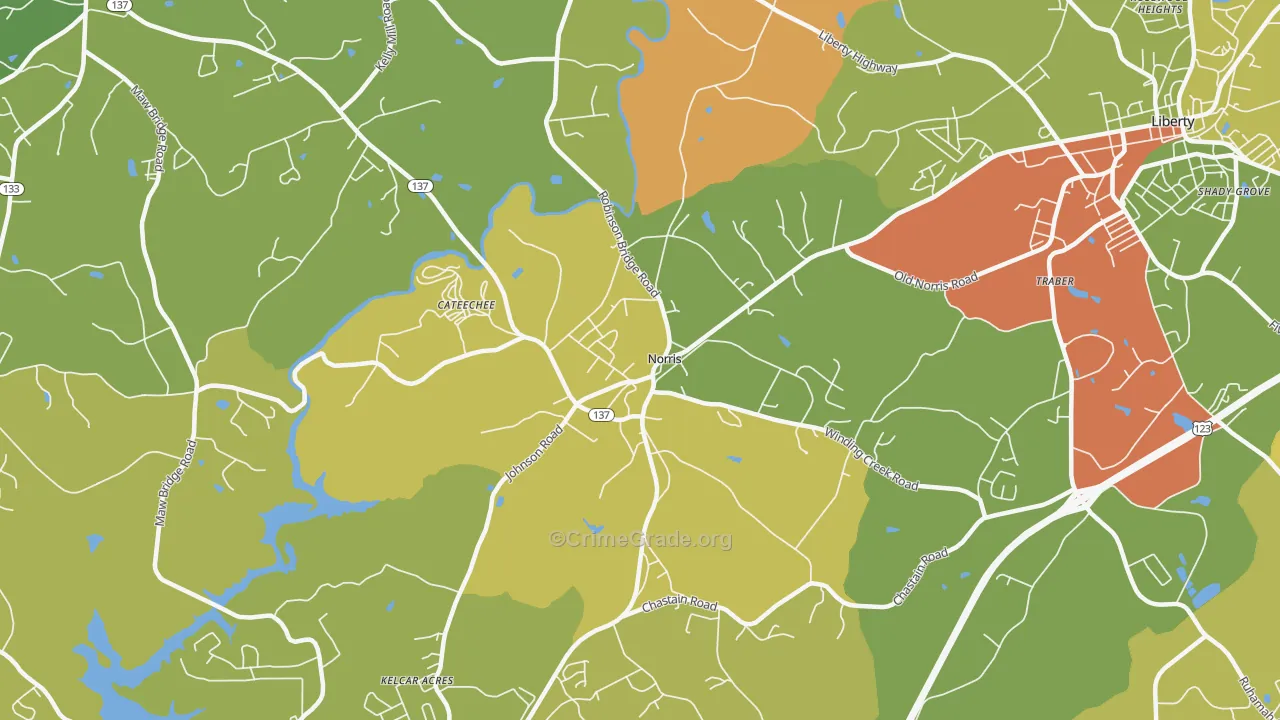 Norris, SC Map of Theft Rates