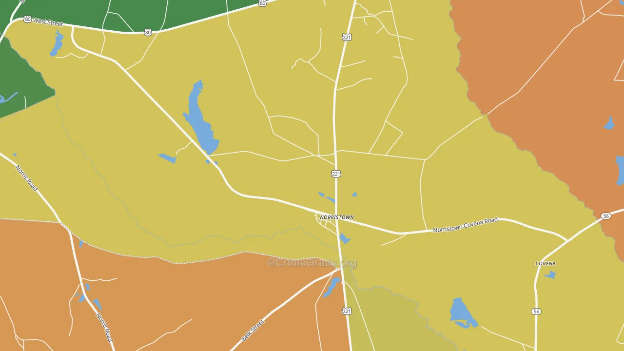 Norristown, GA Map of Theft Rates