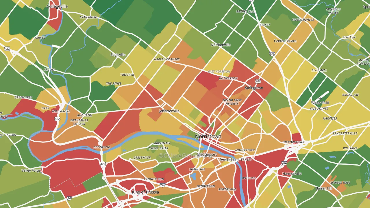 Norristown, PA Map of Theft Rates