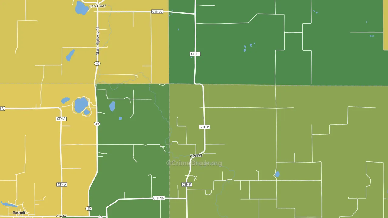 Norske, WI Map of Theft Rates