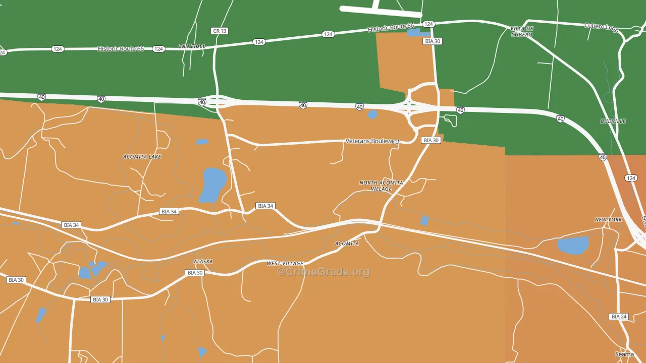 North Acomita Village, NM Map of Theft Rates