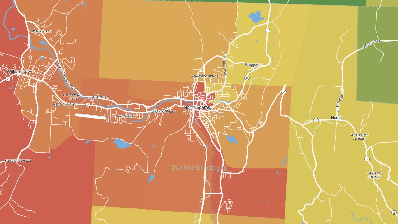 North Adams, MA Map of Theft Rates
