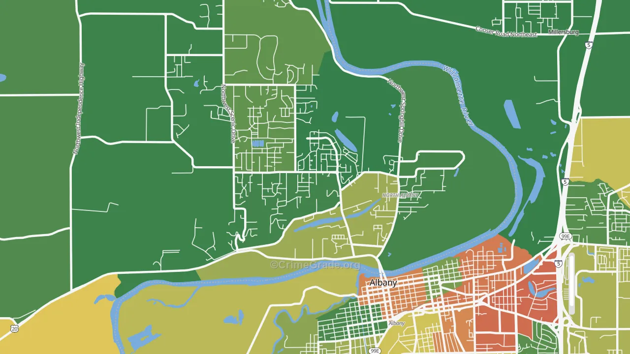 North Albany, Albany, OR Map of Theft Rates