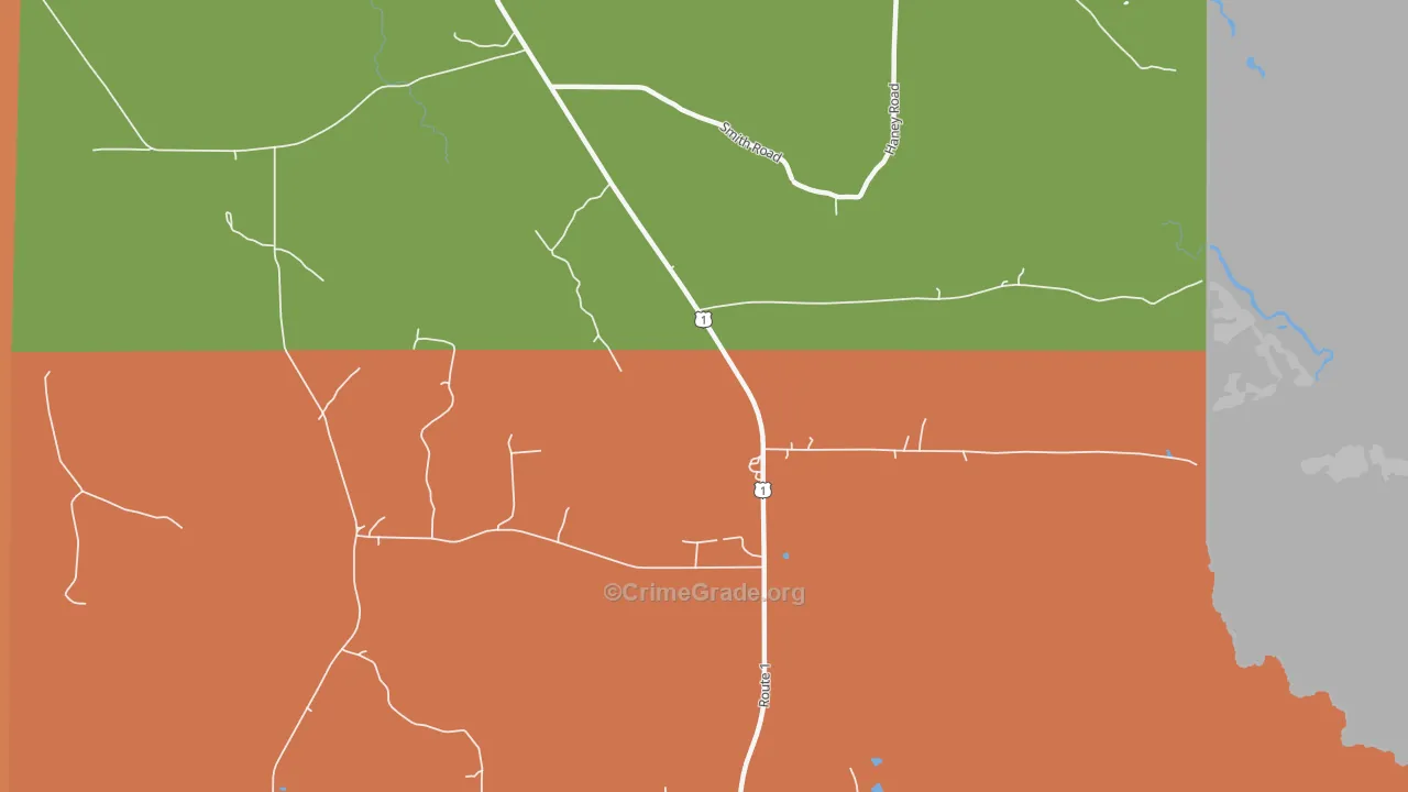 North Amity, ME Map of Theft Rates