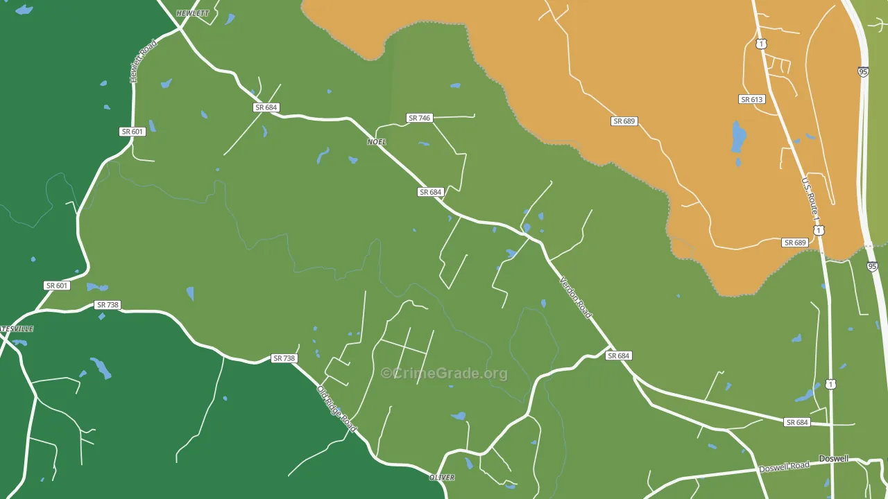 North Anna, VA Map of Theft Rates