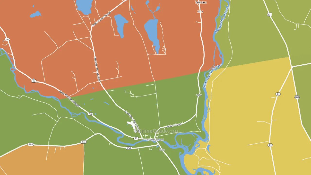 North Anson, ME Map of Theft Rates