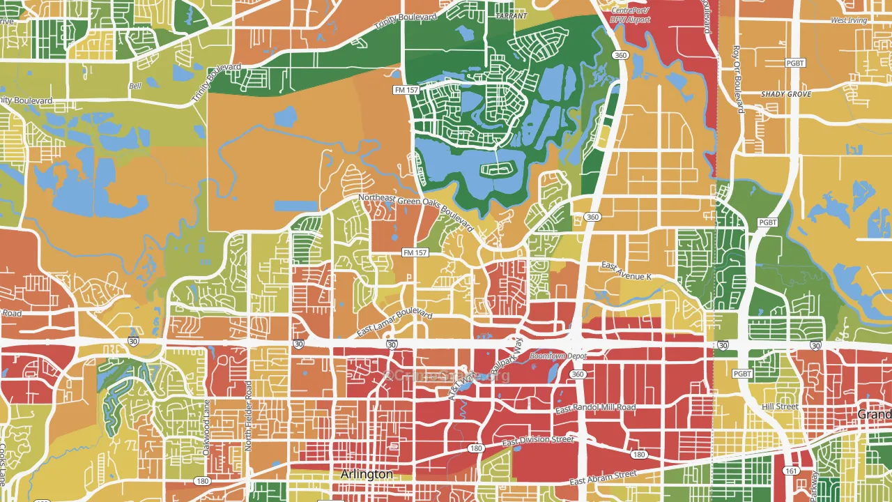 North Arlington, Arlington, TX Map of Theft Rates