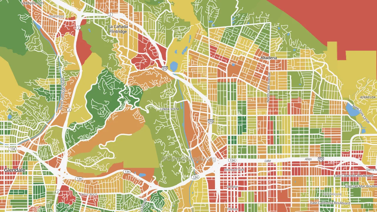 North Arroyo, Pasadena, CA Map of Theft Rates