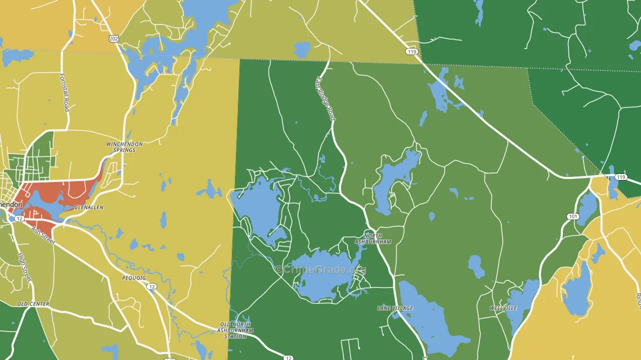 North Ashburnham, MA Map of Theft Rates