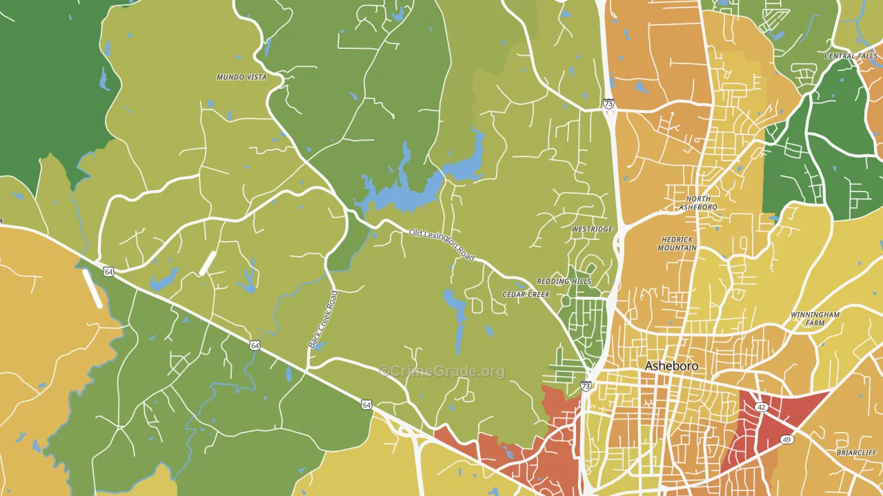 North Asheboro, NC Map of Theft Rates