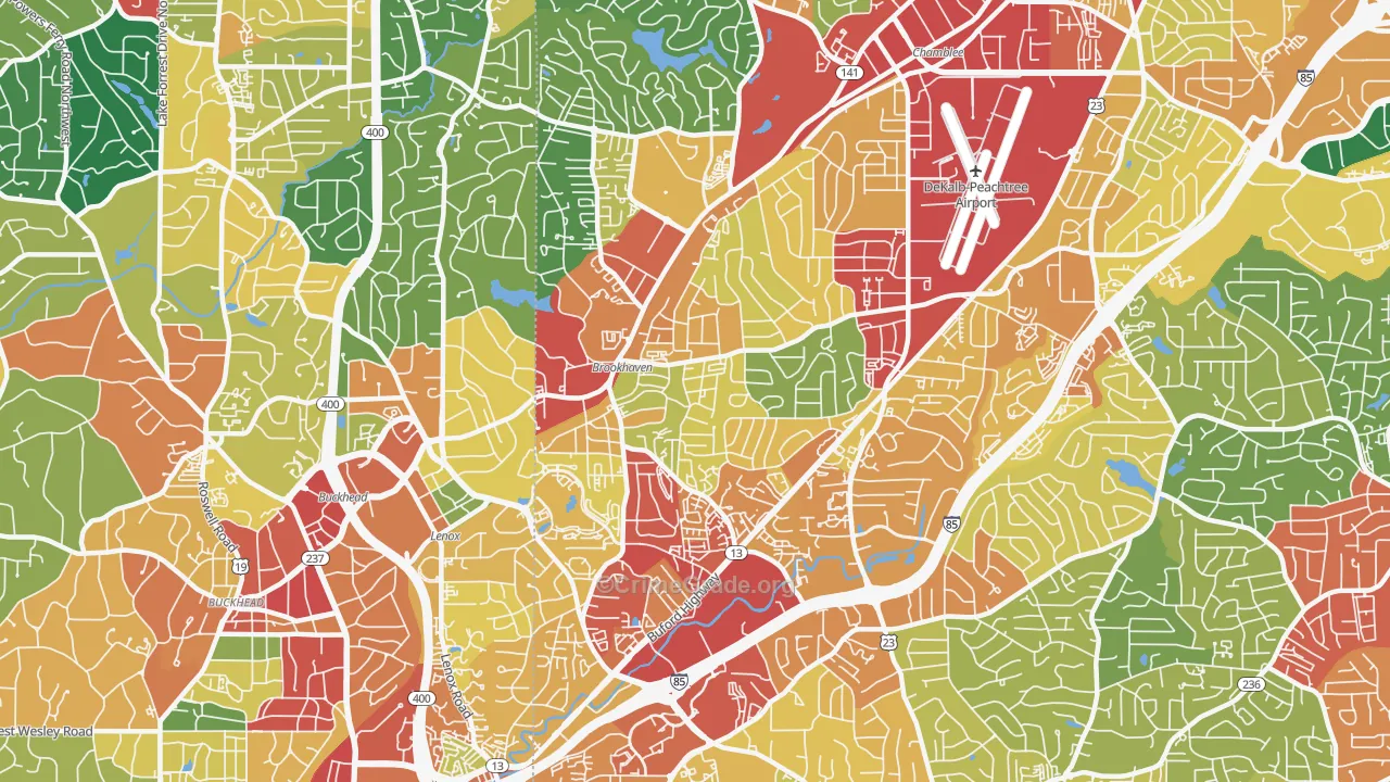 North Atlanta, GA Map of Theft Rates