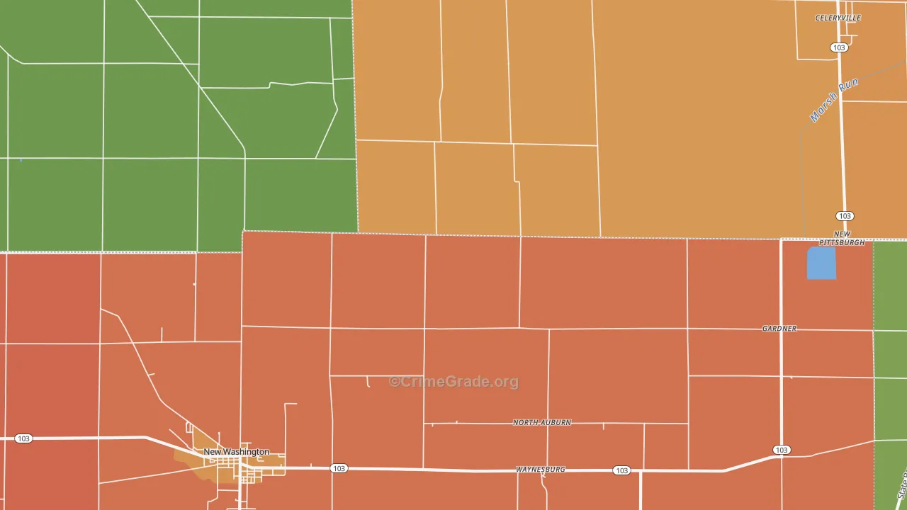 North Auburn, OH Map of Theft Rates