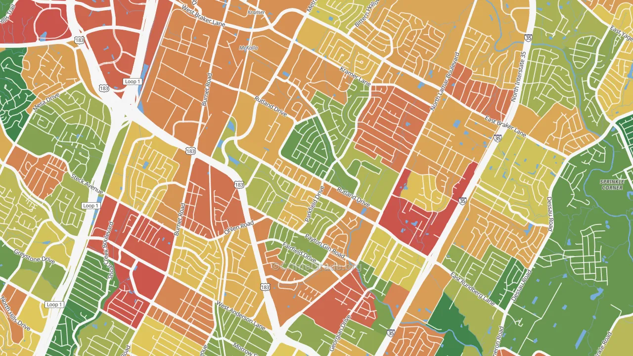 North Austin, Austin, TX Map of Theft Rates