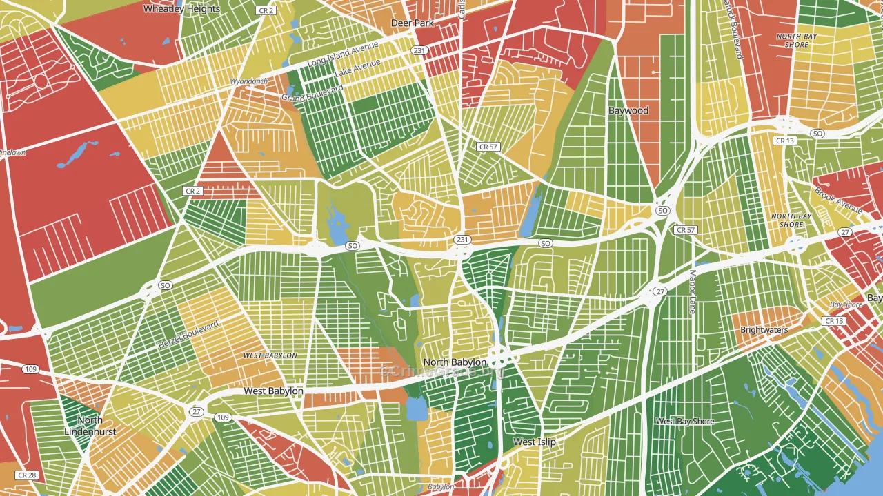North Babylon, NY Map of Theft Rates