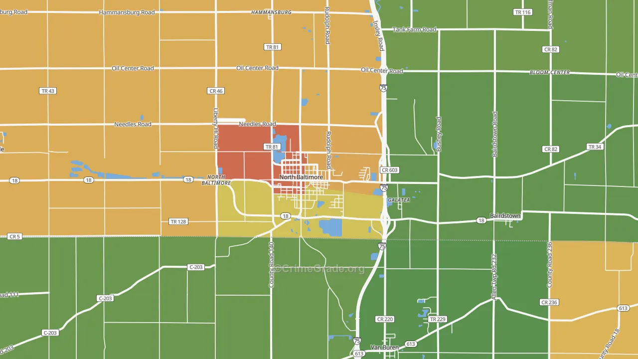 North Baltimore, OH Map of Theft Rates