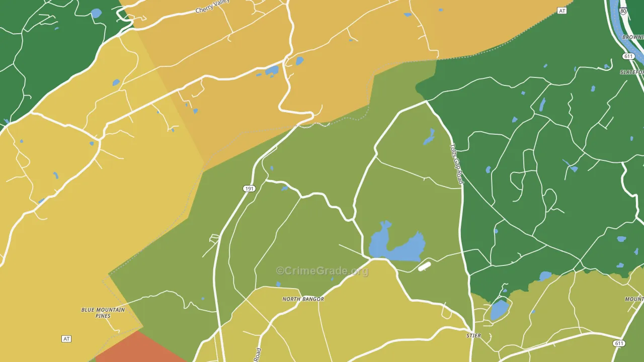 North Bangor, PA Map of Theft Rates