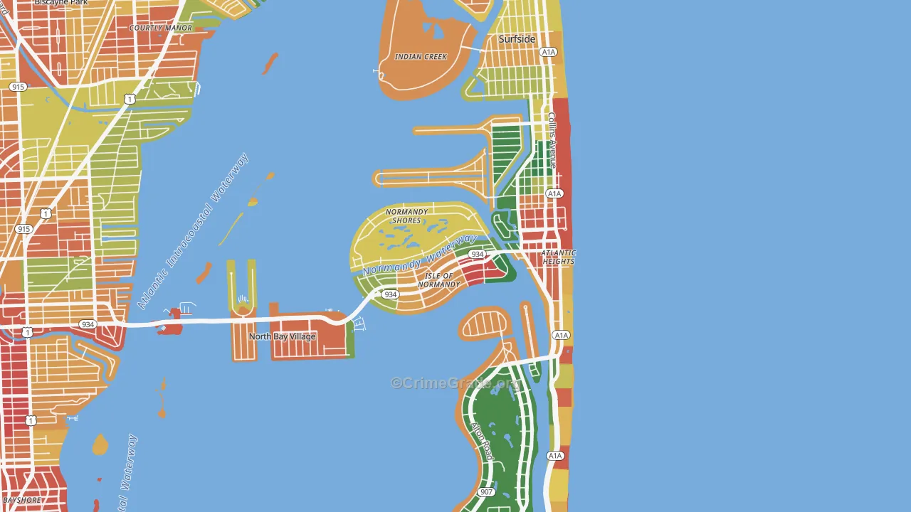 North Bay Village, FL Map of Theft Rates