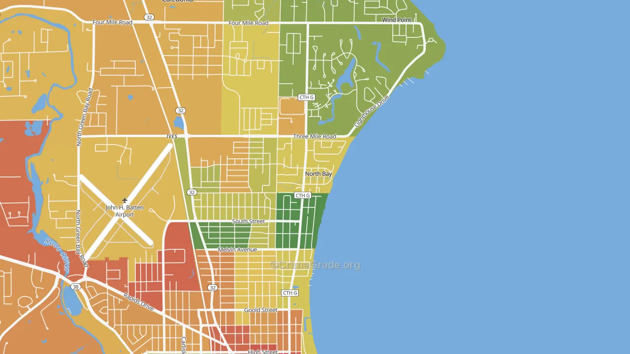 North Bay, WI Map of Theft Rates