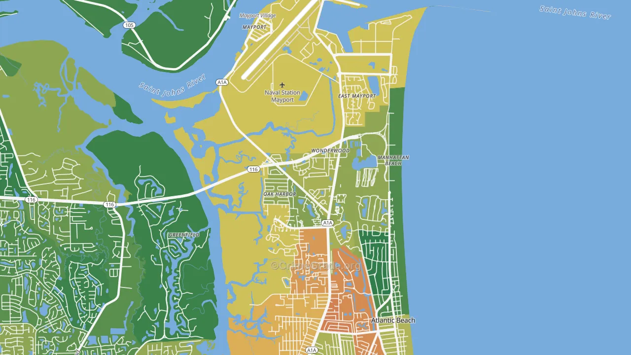 North Beach, Atlantic Beach, FL Map of Theft Rates