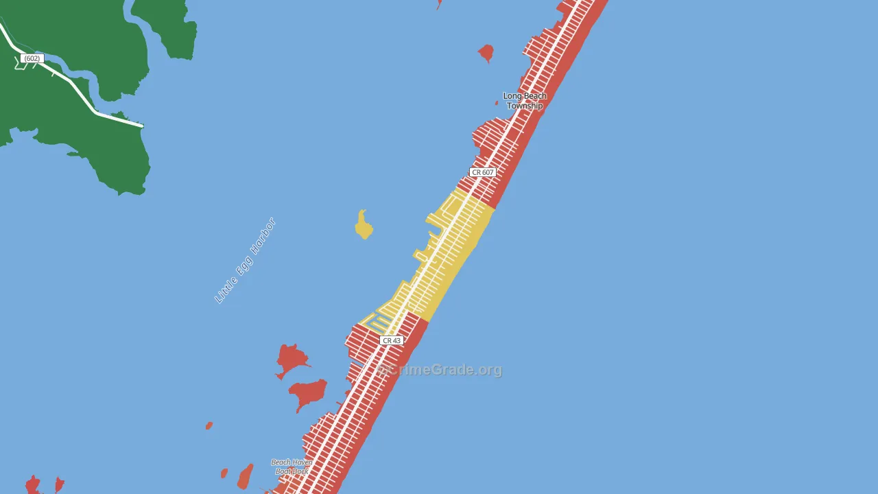 North Beach Haven, NJ Map of Theft Rates